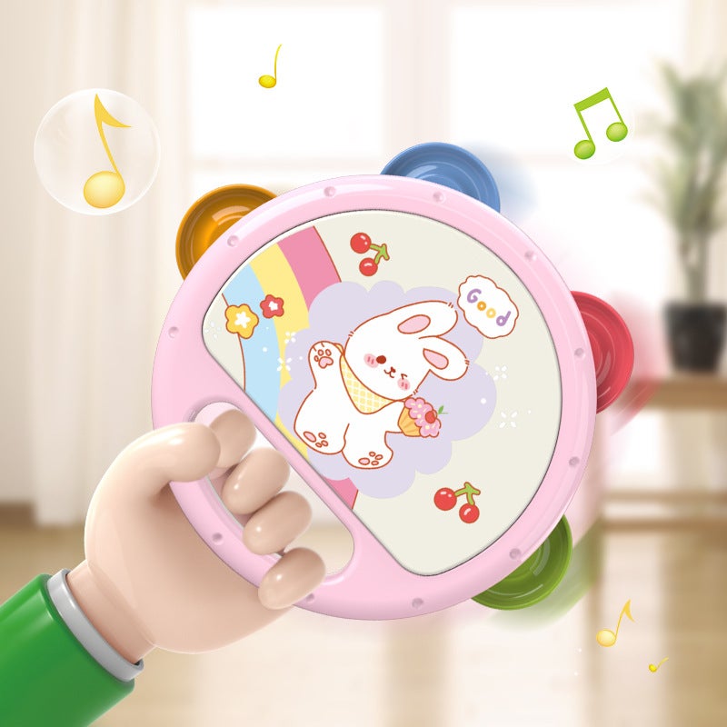 Baby Rattle Hand Tambourine Toy 0-3 Years Old Baby Rattle Drum Soft Rubber Rattle Drum Early Education Musical Instrument Group - Image 1